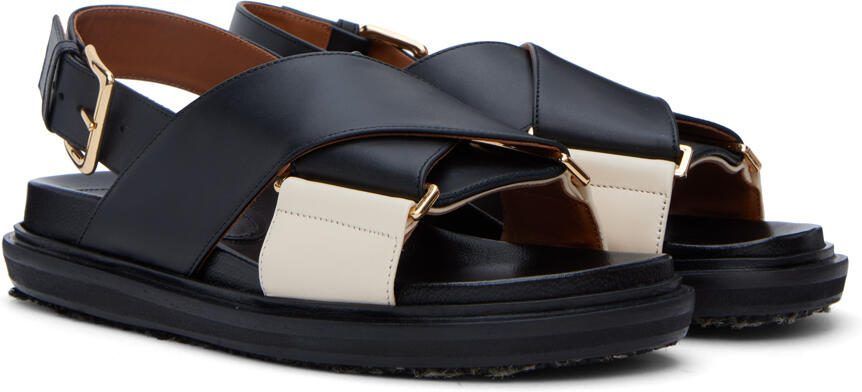 Marni Black  Off-White Fussbett Sandals - Picture 2