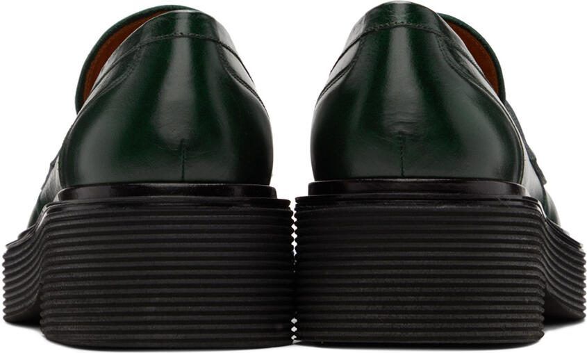 Marni Green Leather Penny Loafers