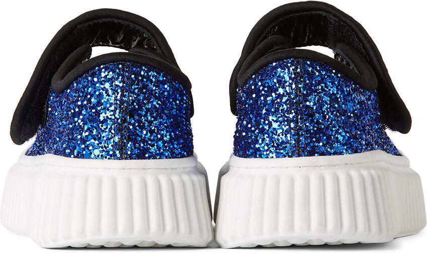 Marni Kids Black  Blue Glitter Velcro Sneakers