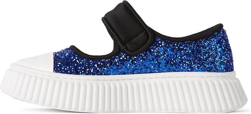 Marni Kids Black  Blue Glitter Velcro Sneakers - Picture 3