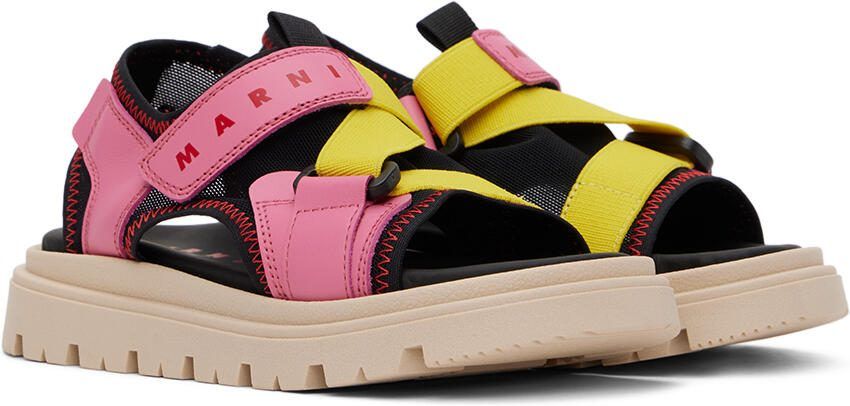 Marni Kids Black  Pink Color Block Sandals - Picture 2