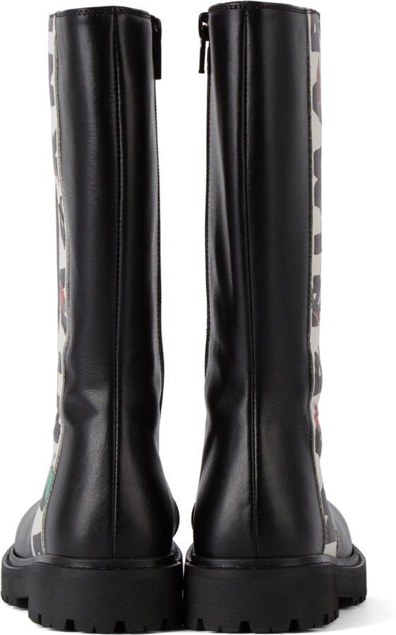 Marni Kids Black Logo Stripe Boots - Picture 3