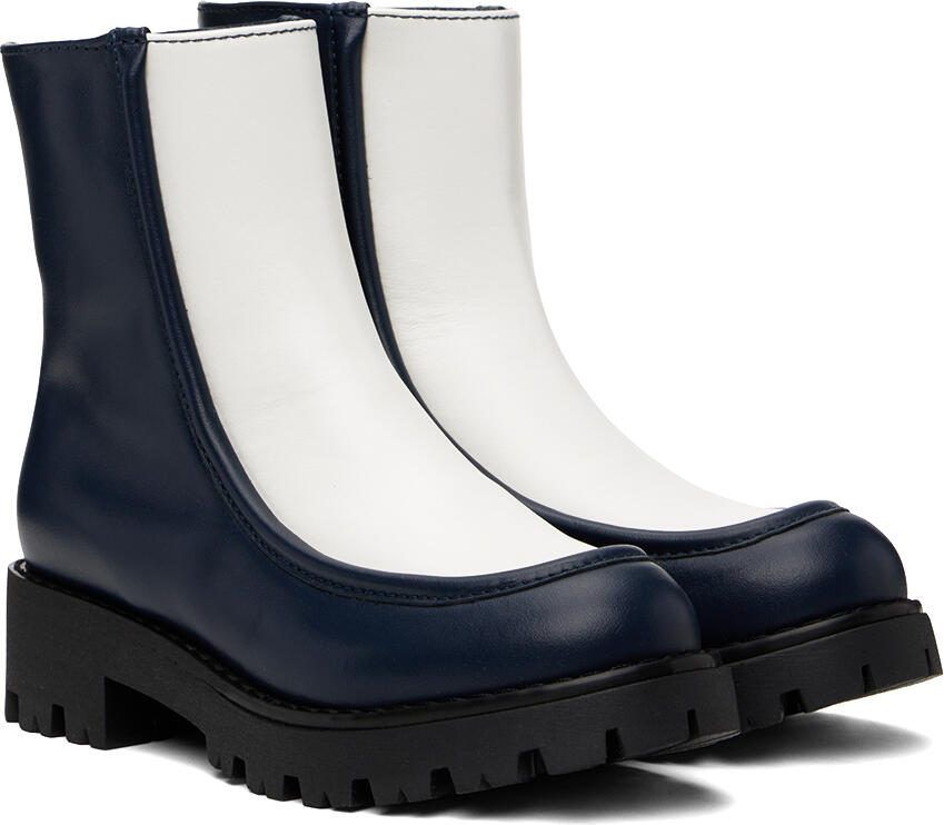 Marni Kids Navy  White Two Tone Boots - Picture 2