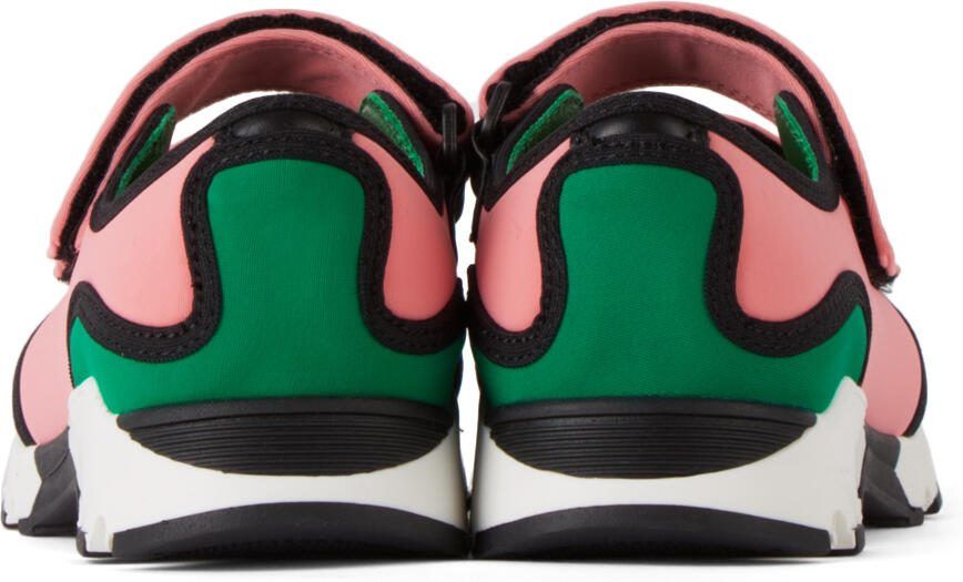 Marni Kids Pink  Green Velcro Scuba Sneakers