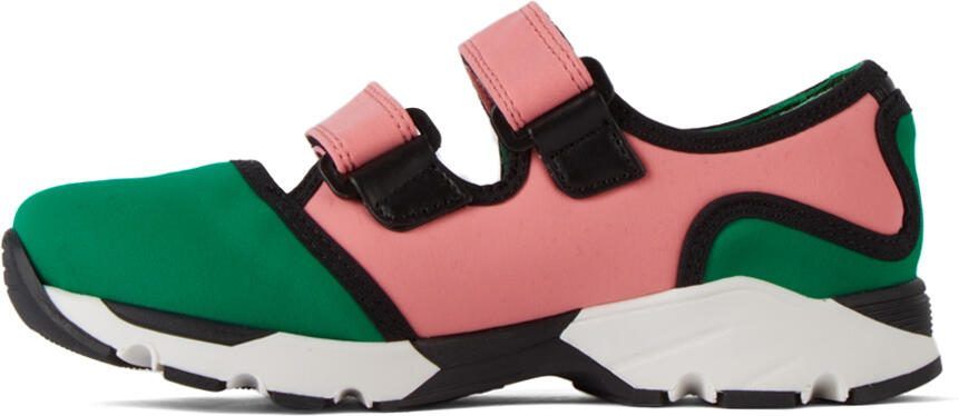 Marni Kids Pink  Green Velcro Scuba Sneakers - Picture 3