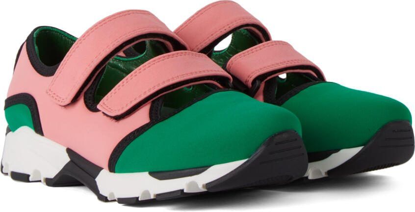 Marni Kids Pink  Green Velcro Scuba Sneakers - Picture 2