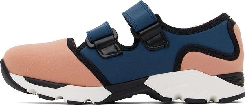 Marni Kids Pink  Navy Velcro Scuba Sneakers - Picture 3