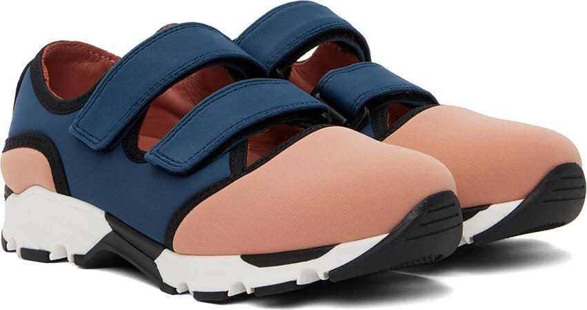 Marni Kids Pink  Navy Velcro Scuba Sneakers - Picture 2