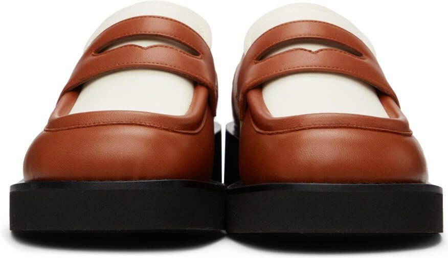 Marni Orange  Off-White Leather Loafers - Picture 3