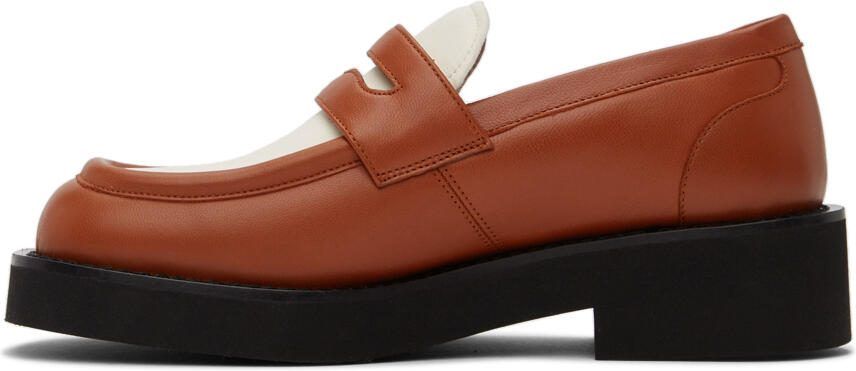 Marni Orange  Off-White Leather Loafers - Picture 4