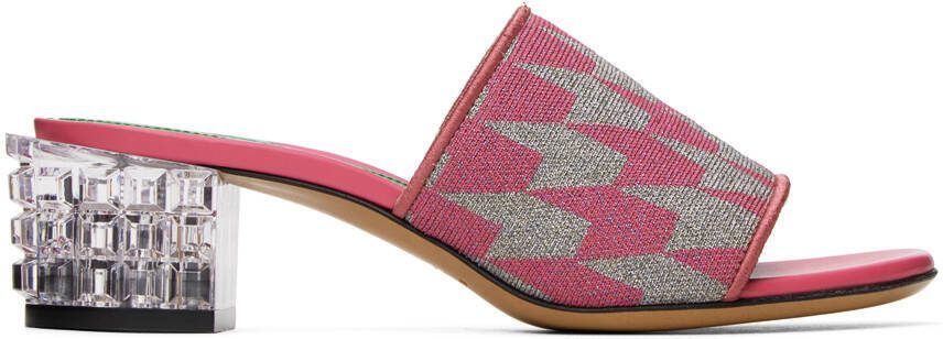 Marni Pink  Gray Jacquard Heeled Sandals