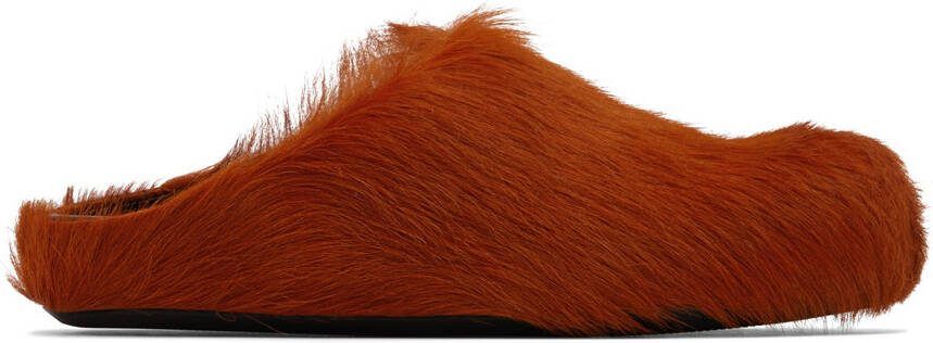 Marni Red Calf-Hair Fussbett Sabot Loafers - Picture 7