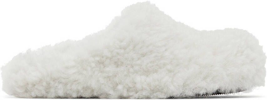 Marni White Shearling Fussbett Sabot Slippers - Picture 4