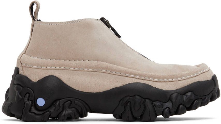 MCQ Beige  Black Crimp Moccasin Boots