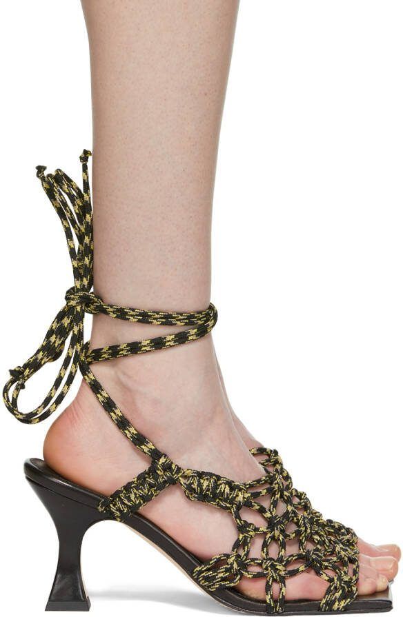 Miista Black  Yellow Knit Stephanie Heeled Sandals - Picture 5