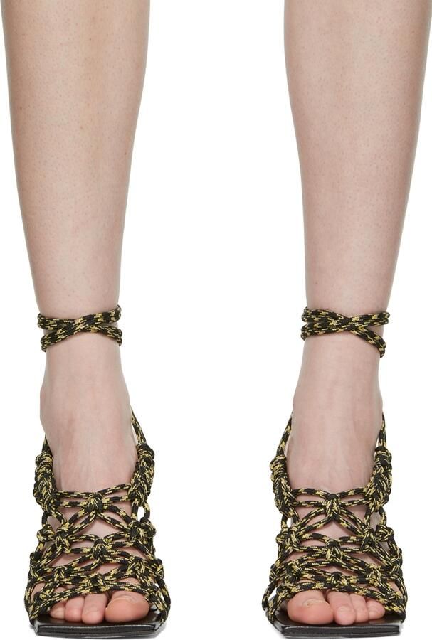 Miista Black  Yellow Knit Stephanie Heeled Sandals - Picture 2