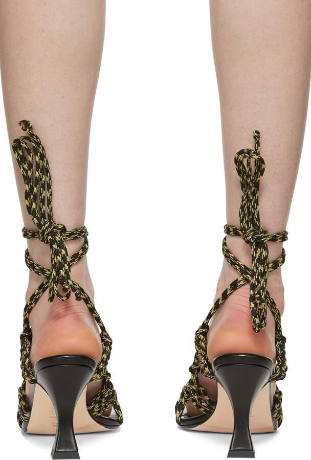 Miista Black  Yellow Knit Stephanie Heeled Sandals