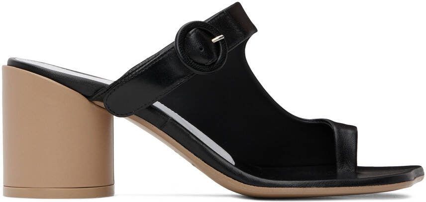 MM6 Maison Margiela Black  Red Sunken Buckle Sandals - Picture 6