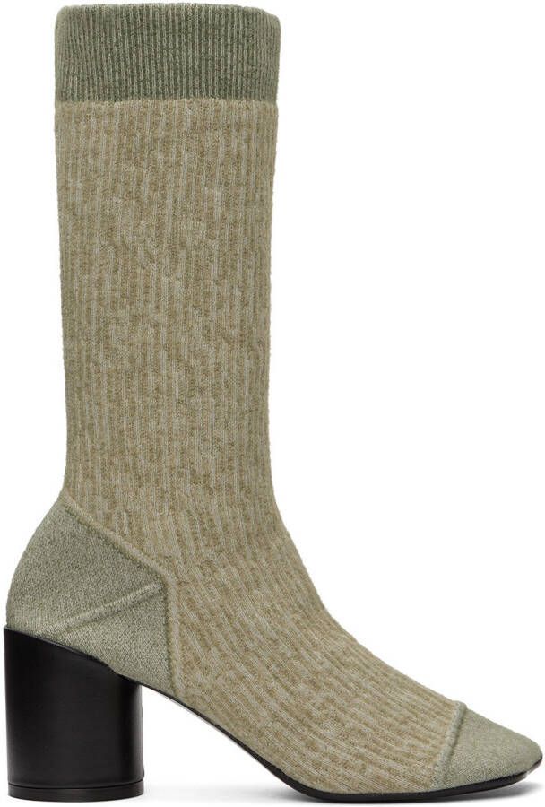 MM6 Maison Margiela Gray Knit Tabi Boots - Picture 5