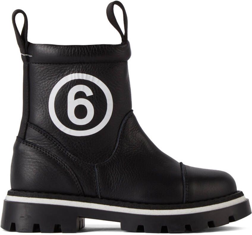 MM6 Maison Margiela Kids Black Logo Slip-On Boots - Picture 4