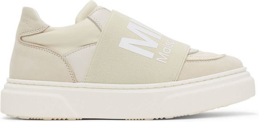MM6 Maison Margiela Kids Off-White  Grey Elastic Logo Sneakers