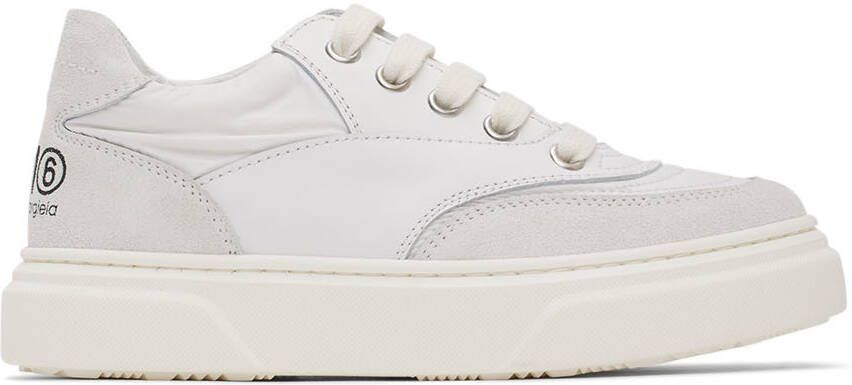 MM6 Maison Margiela Kids White  Grey Back Logo Sneakers