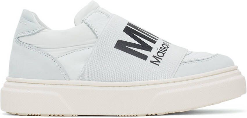 MM6 Maison Margiela Kids White  Grey Elastic Logo Sneakers