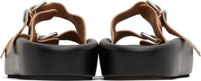 MM6 Maison Margiela Black  Gray Leather Sandals