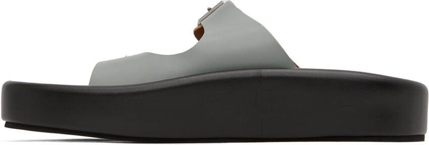 MM6 Maison Margiela Black  Gray Leather Sandals - Picture 4