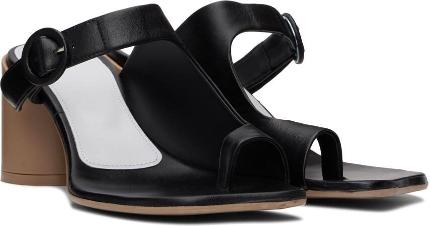 MM6 Maison Margiela Black  Red Sunken Buckle Sandals - Picture 2