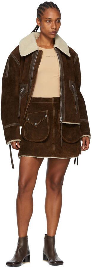 MM6 Maison Margiela Brown Anatomic Ankle Boots - Picture 4