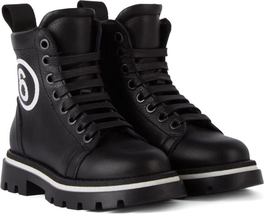 MM6 Maison Margiela Kids Black Logo Boots - Picture 2