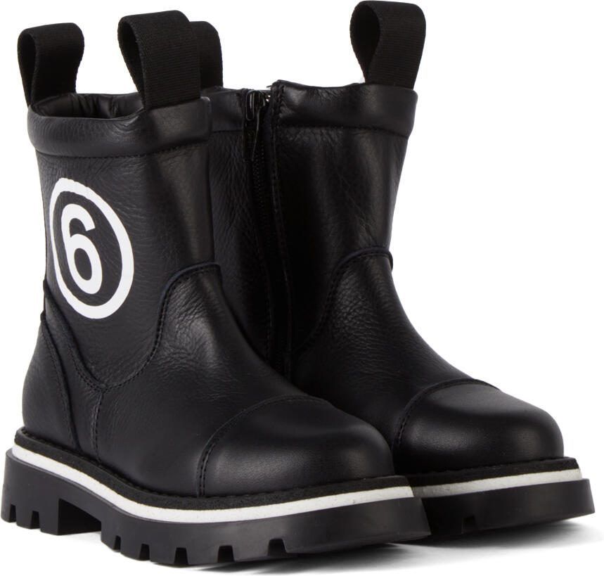 MM6 Maison Margiela Kids Black Logo Slip-On Boots - Picture 2
