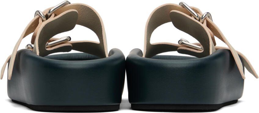 MM6 Maison Margiela Navy  Off-White Pin-Buckle Sandals - Picture 2