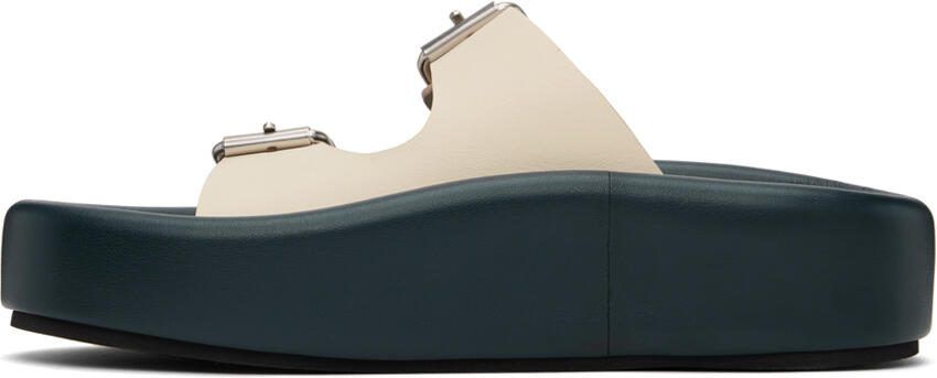 MM6 Maison Margiela Navy  Off-White Pin-Buckle Sandals - Picture 3