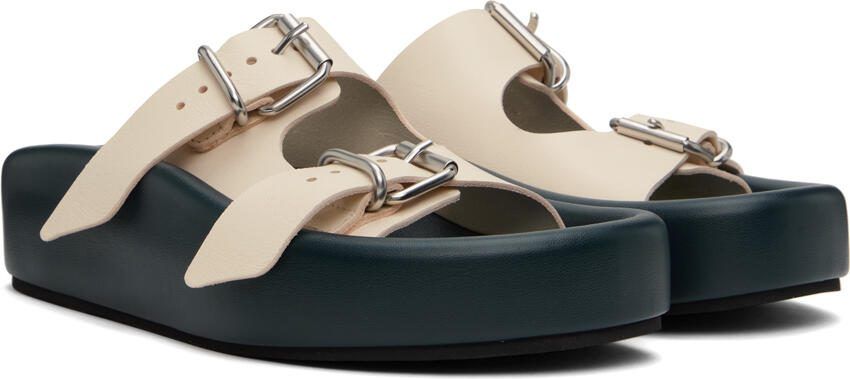 MM6 Maison Margiela Navy  Off-White Pin-Buckle Sandals