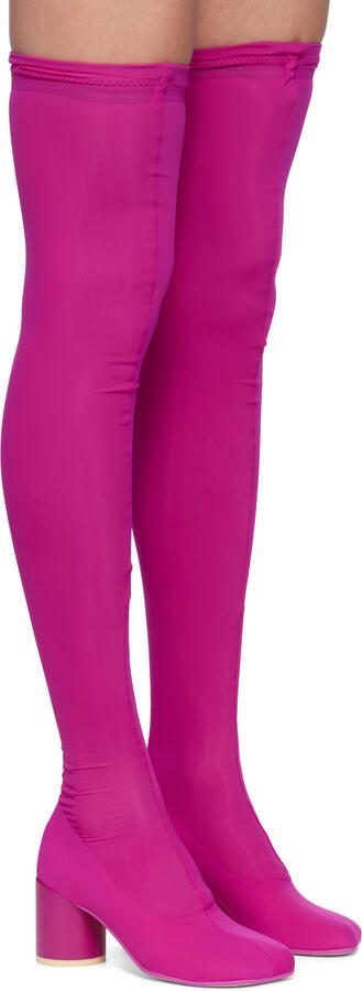 MM6 Maison Margiela Pink Thigh-High Sock Boots - Picture 2