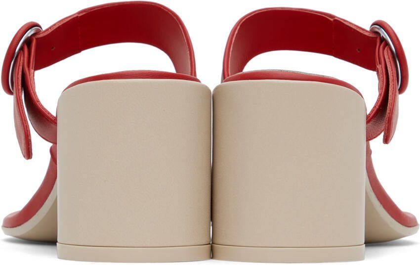 MM6 Maison Margiela Red Buckle Heeled Sandals