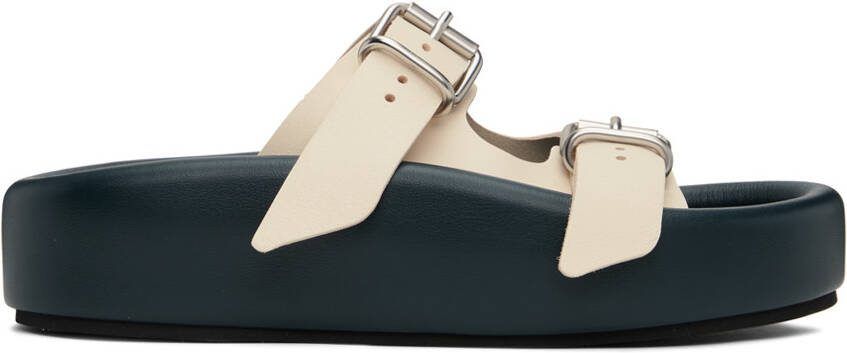 MM6 Maison Margiela Navy  Off-White Sunken Buckle Sandals