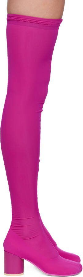 MM6 Maison Margiela Pink Thigh-High Sock Boots - Picture 5