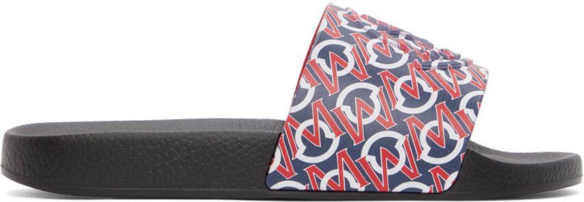Moncler Black  Red Logo Basile Slides - Picture 5