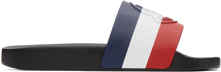 Moncler Black Striped Basile Slides - Picture 5