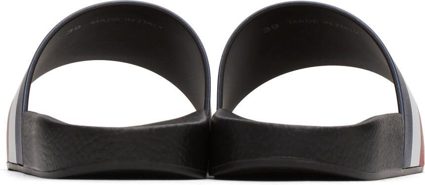 Moncler Black Striped Basile Slides - Picture 2