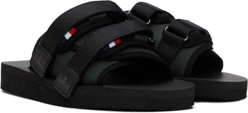 Moncler Khaki  Black Slideworks Sandals - Picture 2