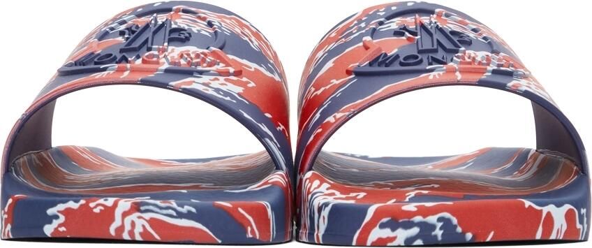 Moncler Red  Blue Tiger Stripe Basile Slides - Picture 3