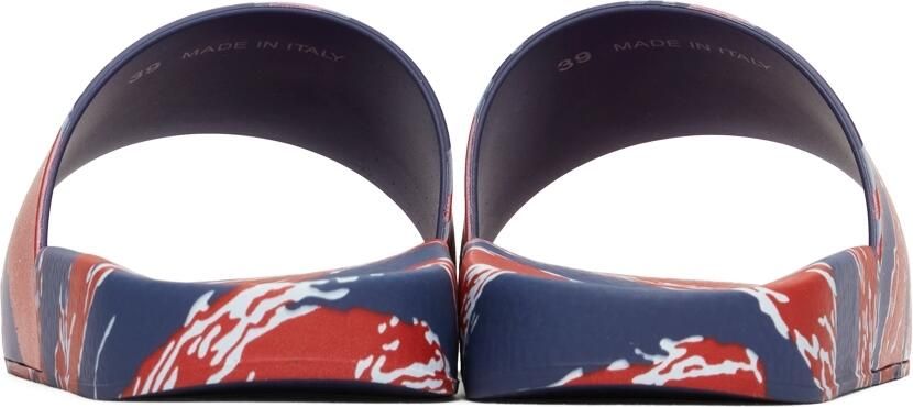 Moncler Red  Blue Tiger Stripe Basile Slides - Picture 2
