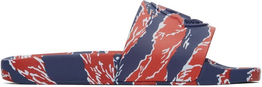 Moncler Red  Blue Tiger Stripe Basile Slides - Picture 5