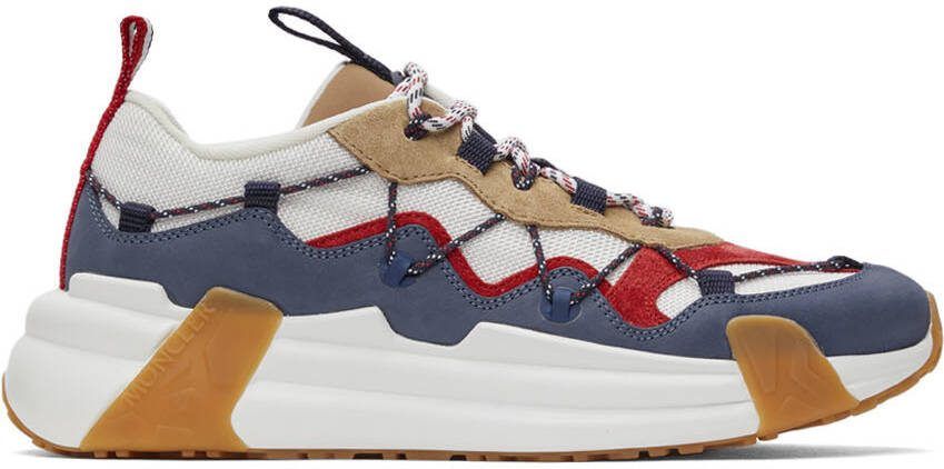 Moncler White  Navy Compassor Sneakers - Picture 5