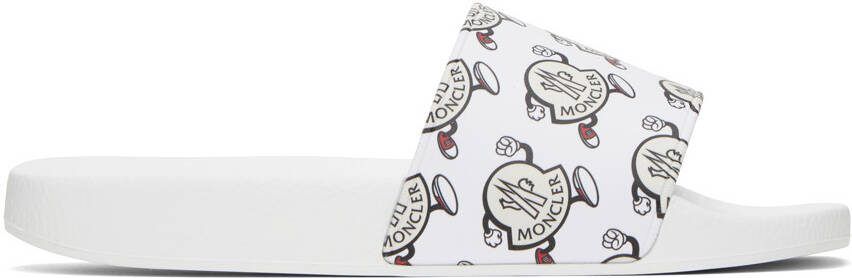 Moncler White Basile Slides