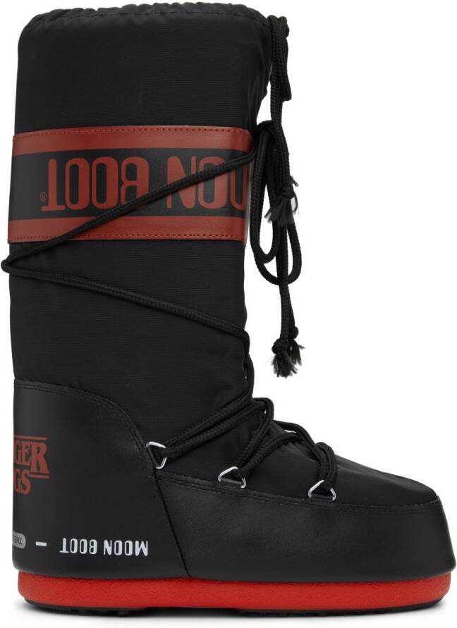 Moon Boot Black  Red Stranger Things Upside Down Boots - Picture 5